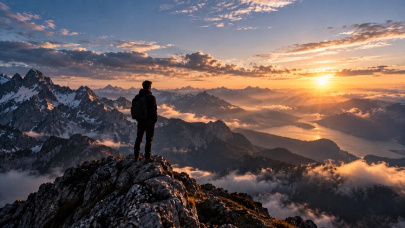 Uitkijken over de horizon bij zonsopgang
